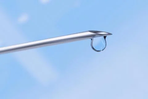 Drop on tip of needle. Render 3d illustration Stock Illustration