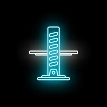 Drop tower amusement park ride neon icon Stock Illustration