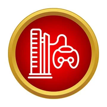 Drop tower ride with video game controller icon Stock Illustration