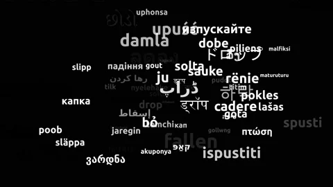 Drop Translated in 73 Worldwide Languages Endless Looping 3d Zooming Wordclou Video stock 145203829