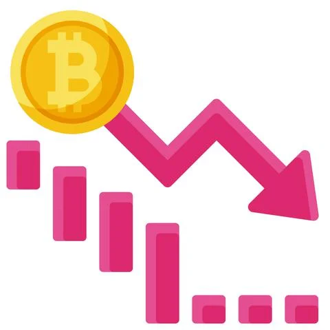 Drop in value icon, Bitcoin related vector illustration Stock Illustration