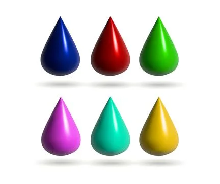 Drop vector 3d icon. blue, red, green, yellow, soft lilac drop 3d illustratio Stock Illustration