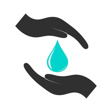 Drop of water between hands icon vector illustration in color. A symbol of cl Stock Illustration