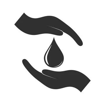 Drop of water between hands icon vector illustration. A symbol of cleanliness Stock Illustration