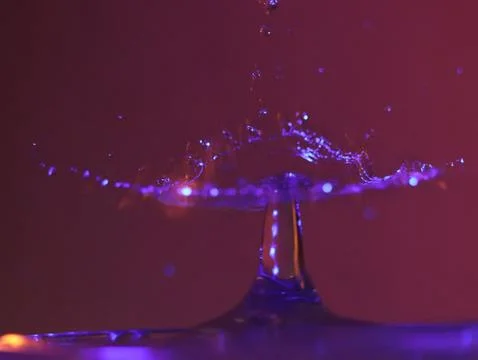 Drop of water colliding when it bounces and forming a palm tree Stock Photos