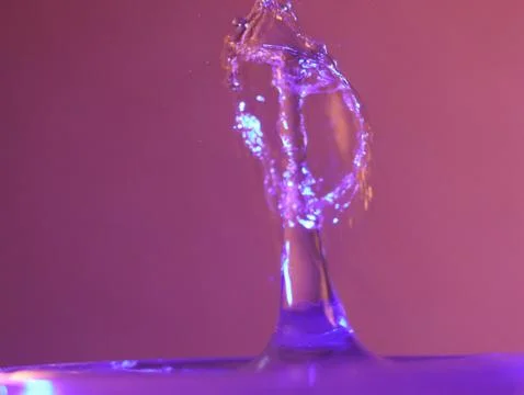 Drop of water colliding when it bounces and forming a palm tree Stock Photos