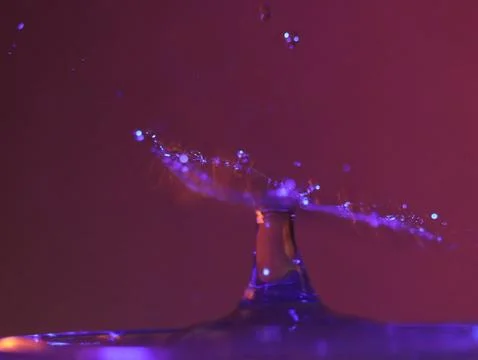 Drop of water colliding when it bounces and forming a palm tree Fotos Stock