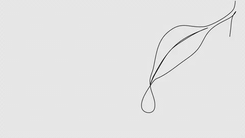 Drop of water dripping off a leaf. One line drawing animation. Video clip with a Stock Footage 271739479