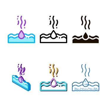 Drop water dripping in multipack sea vector thin line icon Stock Illustration