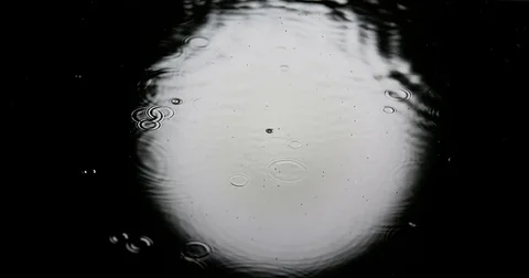 Drop of Water falling into Water, Full Moon, Slow motion 4K Stock Footage 75967815