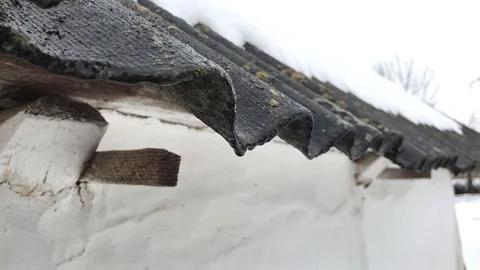 A drop of water falls on the ice. Slow motion Stock Footage 111180488