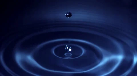 Drop of water falls in slow motion - blue surface - 07 - High Speed 1050fps Stock-Footage 11611883