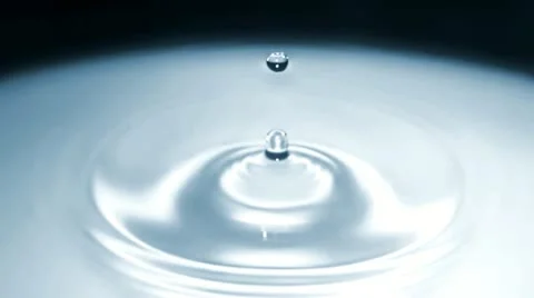 Drop of water falls in slow motion - dark surface - 02 - High Speed 1050fps Stock Footage 11611888
