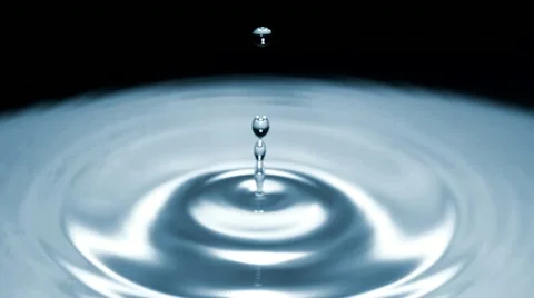 Drop of water falls in slow motion - dark surface - 06 - High Speed 1050fps Stock-Footage 11611941