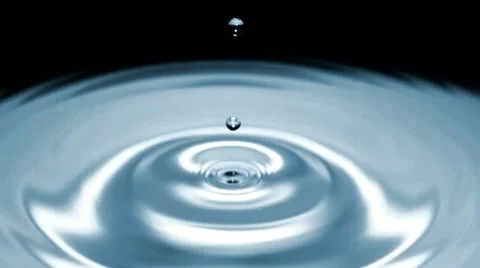 Drop of water falls in slow motion - dark surface - 07 - High Speed 1050fps Stock Footage 11611942
