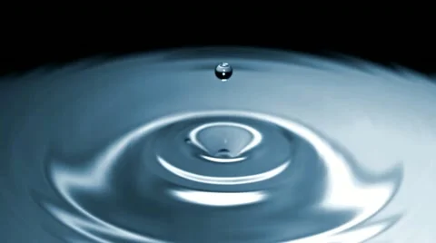 Drop of water falls in slow motion - dark surface - 12 - High Speed 1050fps Stock Footage 11611957