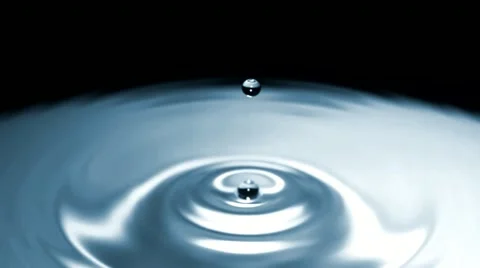Drop of water falls in slow motion - dark surface - 13 - High Speed 1050fps Stock Footage 11611962