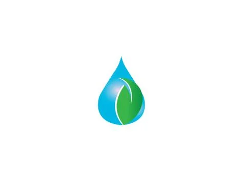 Drop of water with a green leaf for logo design Stock Illustration