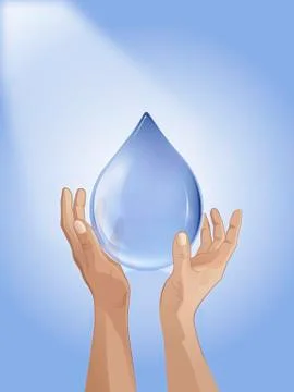 Drop of water in hand Stock Illustration