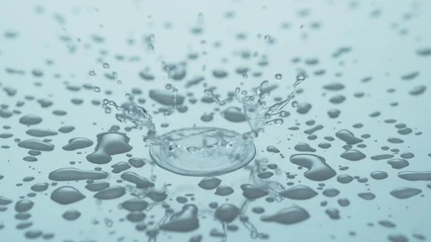 Drop of Water hits black Surface - Slow Motion 01 Video stock 84076004