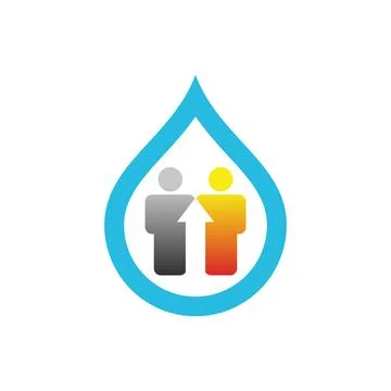 Drop Water with Human Shape Icon Vector Logo Template Stock Illustration