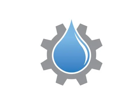Drop of water inside a gear for logo design illustration vector Stock Illustration