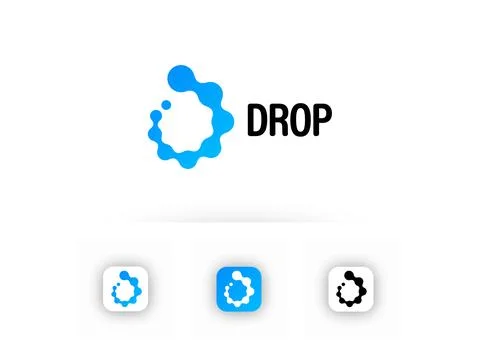 Drop water logo, blue liquid wave icon, abstract circular symbol, modern app 스톡 일러스트