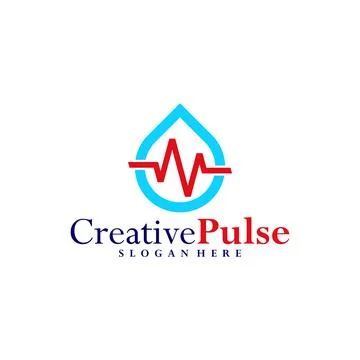 Drop water with pulse logo vector template, Creative pulse drop logo design.. Stock Illustration