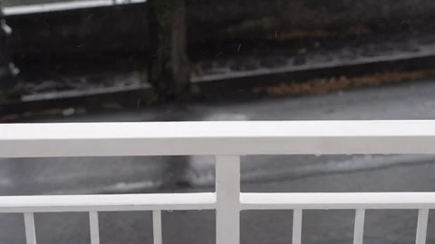 Drop water on a railing. Slow Motion Stock Footage 94938732