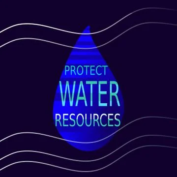 Drop of water with sign Stock Illustration