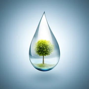 Drop of water with tree inside Stock Illustration