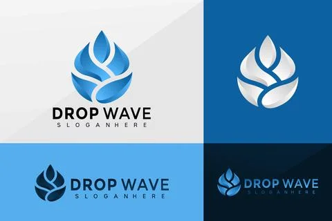 Drop Wave logo vector, Water Drop Logos design, modern logo, Logo Designs Vec Stock Illustration