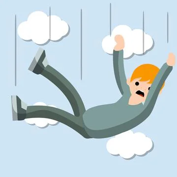 Drop young guy. Cartoon flat illustration. Falling man. Stock Illustration