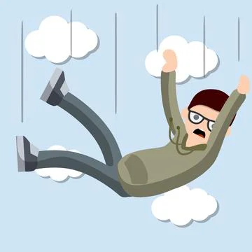 Drop young guy. Cartoon flat illustration. Falling man. Stock Illustration