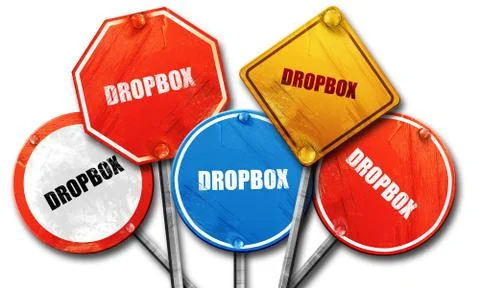 Dropbox, 3D rendering, street signs Stock Illustration