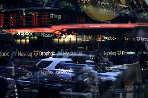 Dropbox Initial Public Offering, New York, USA - 23 Mar 2018 Foto stock