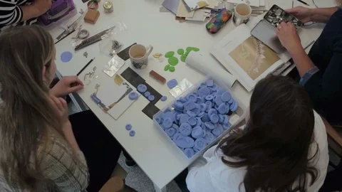 Dropdown view of artist in studio Stock-Footage 76877074