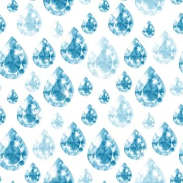 Droplet gems rain, seamless pattern Stock Illustration