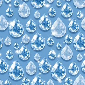 Droplet gems rain, seamless pattern Stock Illustration