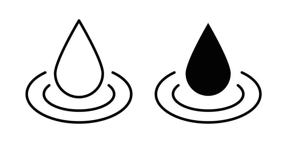 Droplet icon linear versions pack on white background Stock Illustration