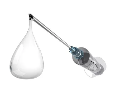 Droplet on the point of hypodermic needle Illustrazione stock