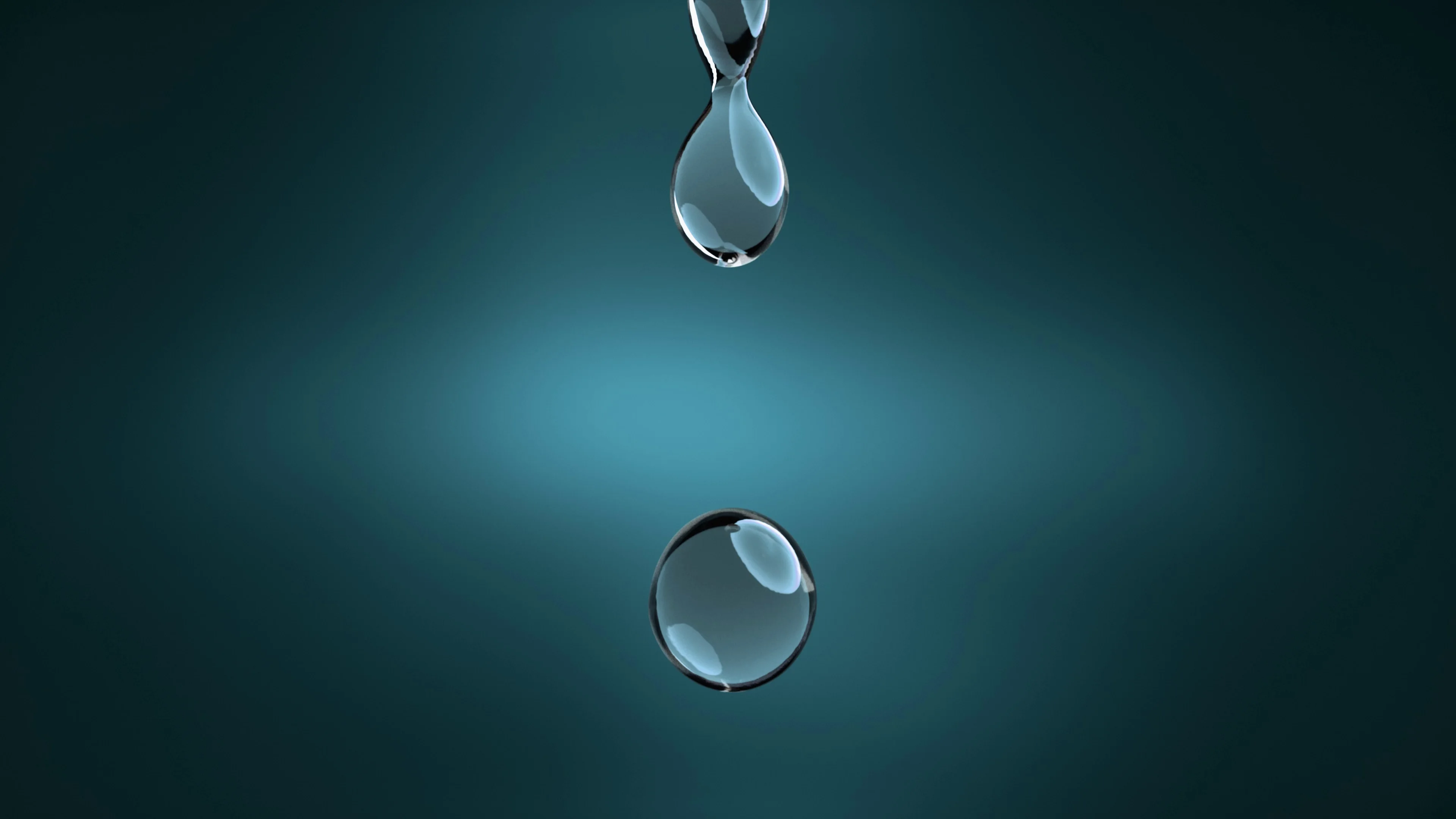 Droplet of pure blue liquid falling. Slow Motion drops