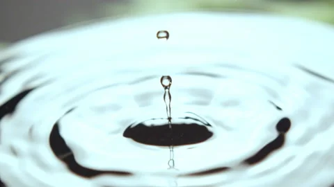 Droplets fall and last small circles on water in bowl Stock Footage 231720679