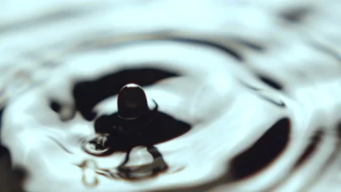 Droplets fall and make interesting circles on water Stock Footage 231225534