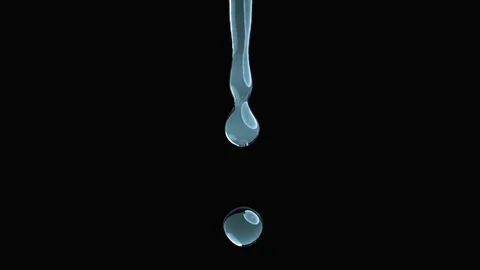 Droplets of pure liquid falling. Slow Motion. Isolated with alpha matte Stock Footage 86824844