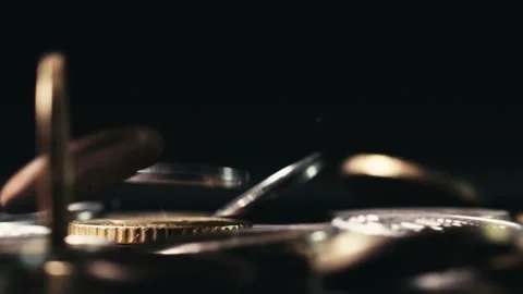 Dropped coins close up Stock Footage 234192010