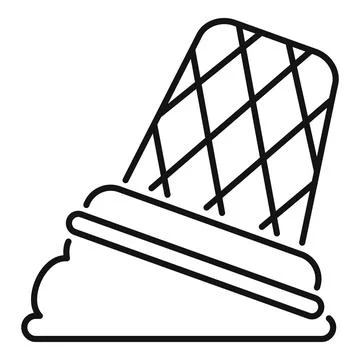 Dropped ice cream cone falling on ground line art Stock Illustration