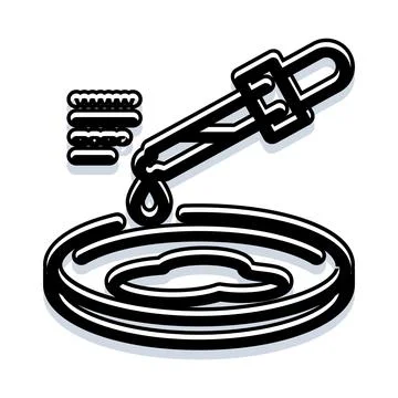 Dropper adding liquid to petri dish in lab experiment Stock Illustration