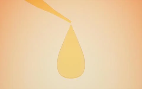 Dropper and solution with yellow background, 3d rendering. Stockillustratie