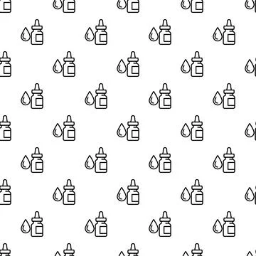 Dropper bottle and liquid drop seamless pattern Illustrazione stock